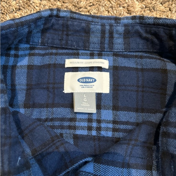 Old Navy Flannel Men’s Size L Large Blue and Black - Picture 2 of 2